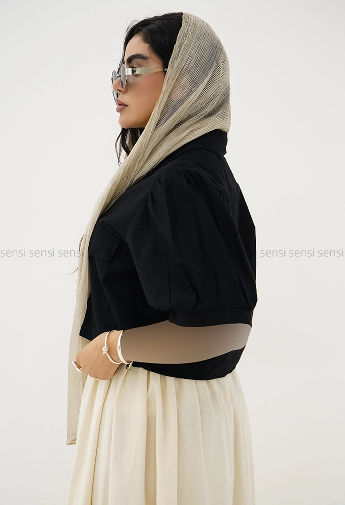 شومیز زنانه سرشانه چین باکسی کد1005904